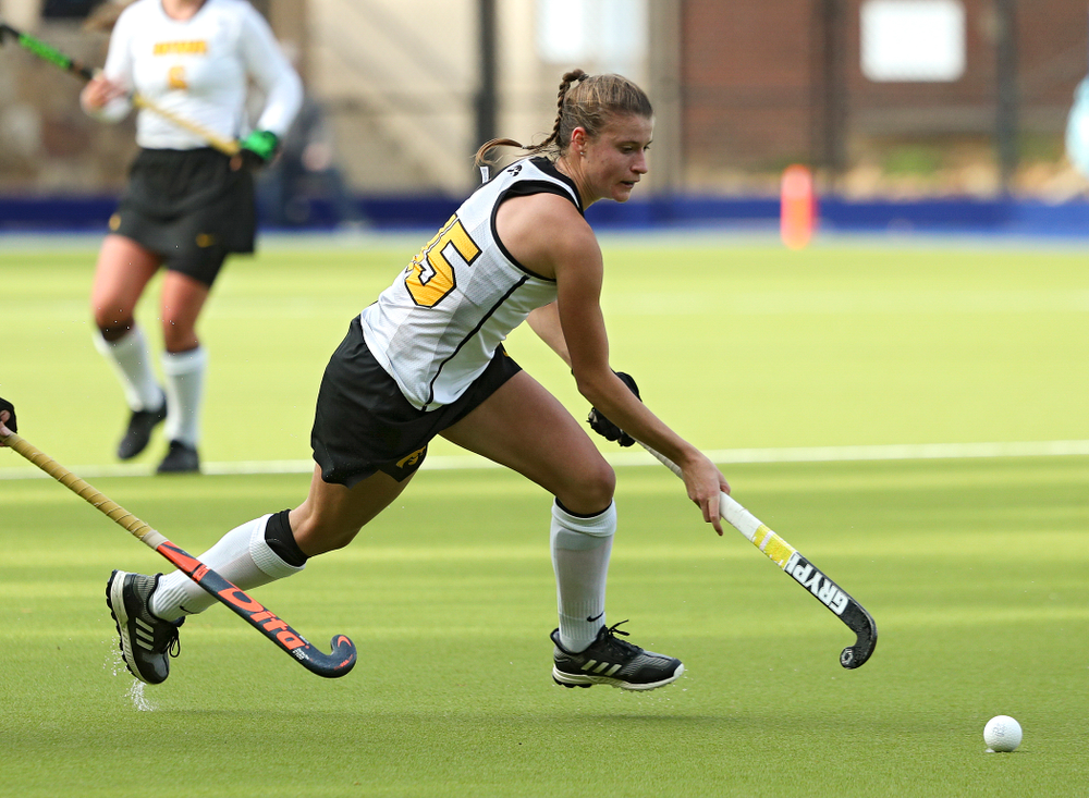 Iowa’s Esme Gibson (15) moves with the ball during the fourth quarter of their NCAA Tournament Second Round match against North Carolina at Karen Shelton Stadium in Chapel Hill, N.C. on Sunday, Nov 17, 2019. (Stephen Mally/hawkeyesports.com)