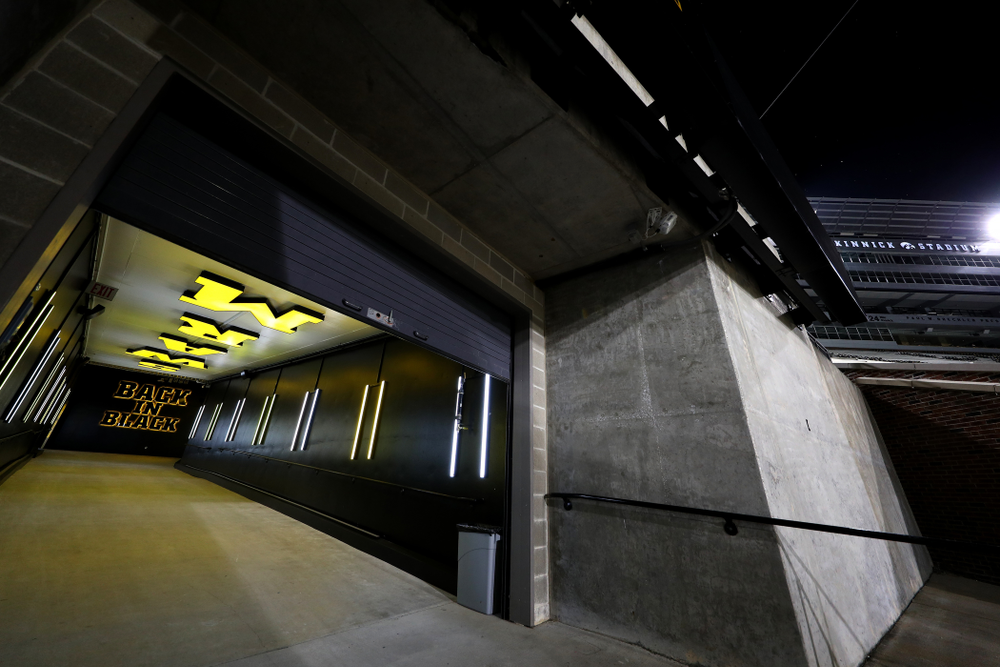 The Hawkeye Football Team sees the updates to their entrance tunnel at Kinnick Stadium for the first time Thursday, August 22, 2019 in Iowa City. (Brian Ray/hawkeyesports.com)