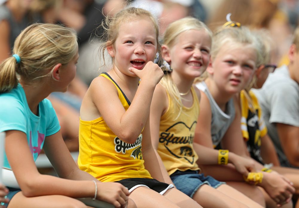 Young fans watch Fall Camp Practice No. 8 at Kids Day at Kinnick Stadium in Iowa City on Saturday, Aug 10, 2019. (Stephen Mally/hawkeyesports.com)