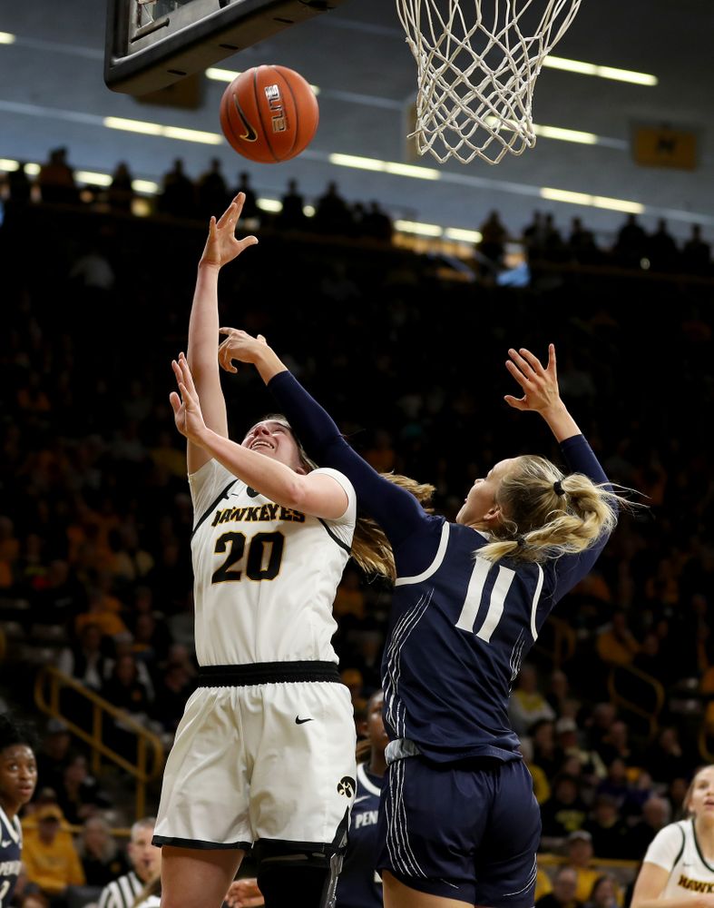 Iowa Hawkeyes guard Kate Martin (20) against Penn State Saturday, February 22, 2020 at Carver-Hawkeye Arena. (Brian Ray/hawkeyesports.com)