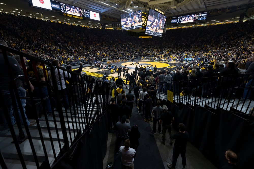 The Iowa Hawkeyes against Penn State Friday, January 31, 2020 at Carver-Hawkeye Arena. Warner won the match 4-2. (Brian Ray/hawkeyesports.com)