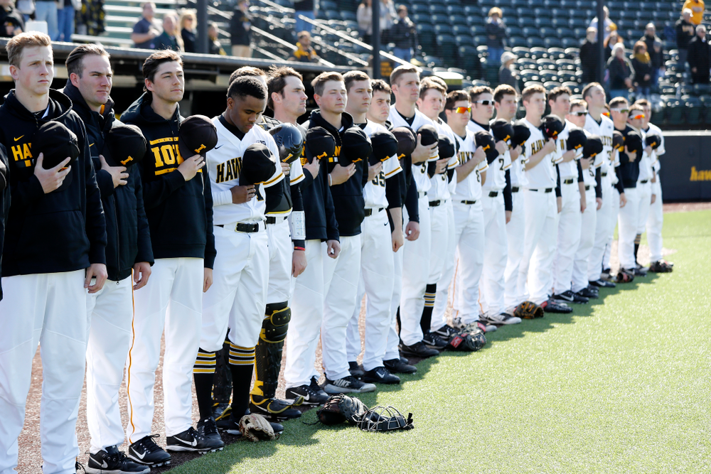The Iowa Hawkeyes against Northern Illinois Tuesday, April 17, 2018 at Duane Banks Field. (Brian Ray/hawkeyesports.com)