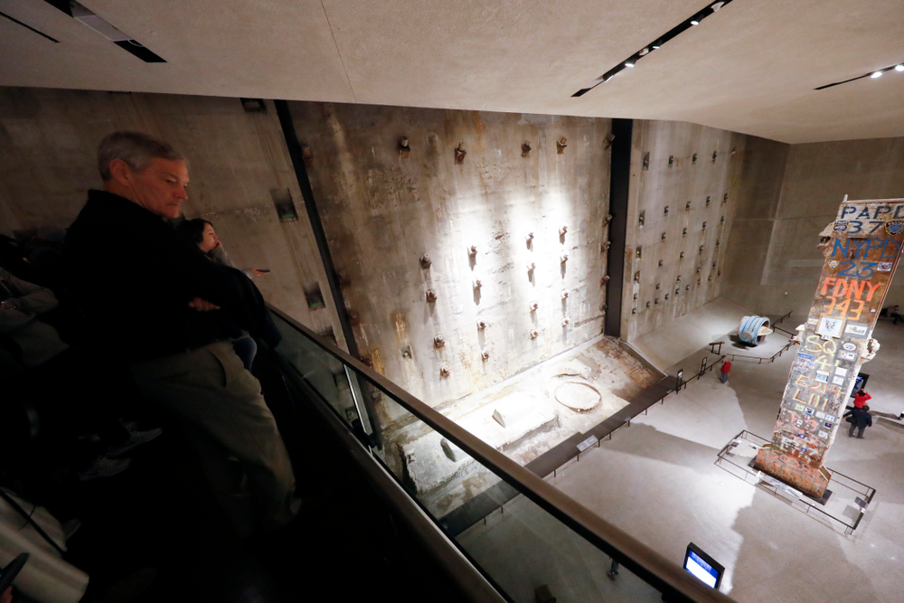 Iowa Hawkeyes head coach Kirk Ferentz as the team visits the observation deck of the One World Trade Center and the 9/11 Memorial and Museum.