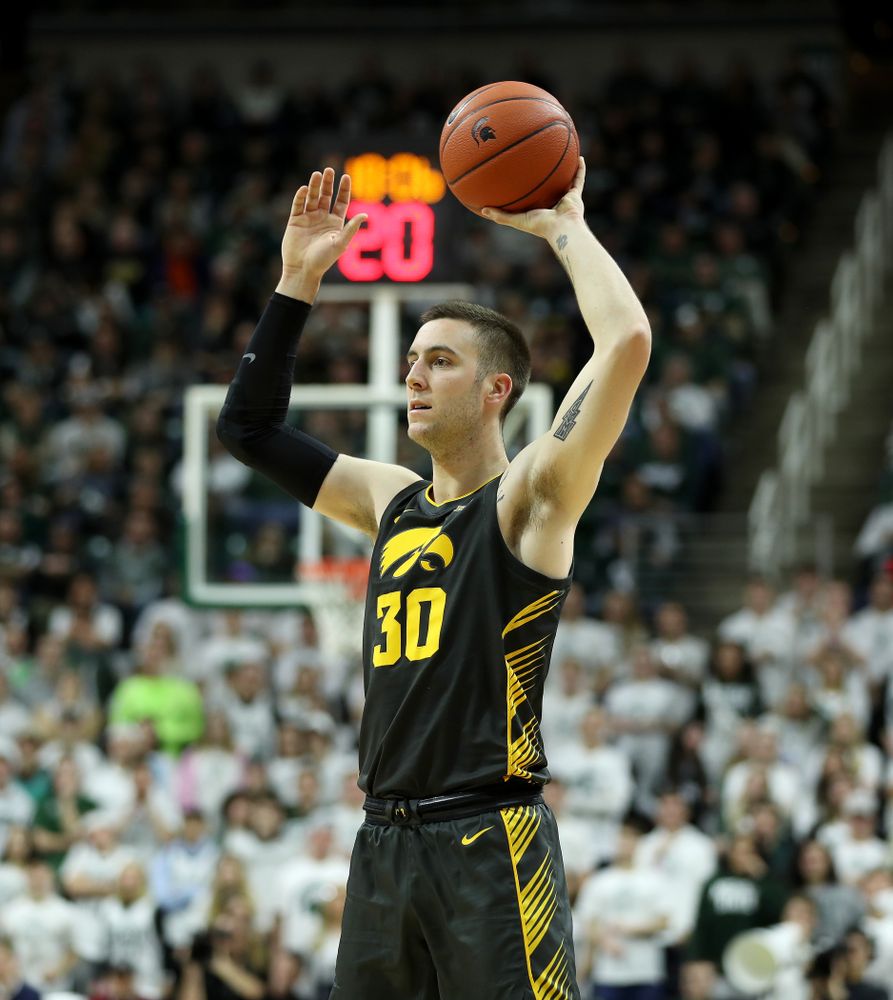 Iowa Hawkeyes guard Connor McCaffery (30) against Michigan State Tuesday, February 25, 2020 at the Breslin Center in East Lansing, MI. (Brian Ray/hawkeyesports.com)