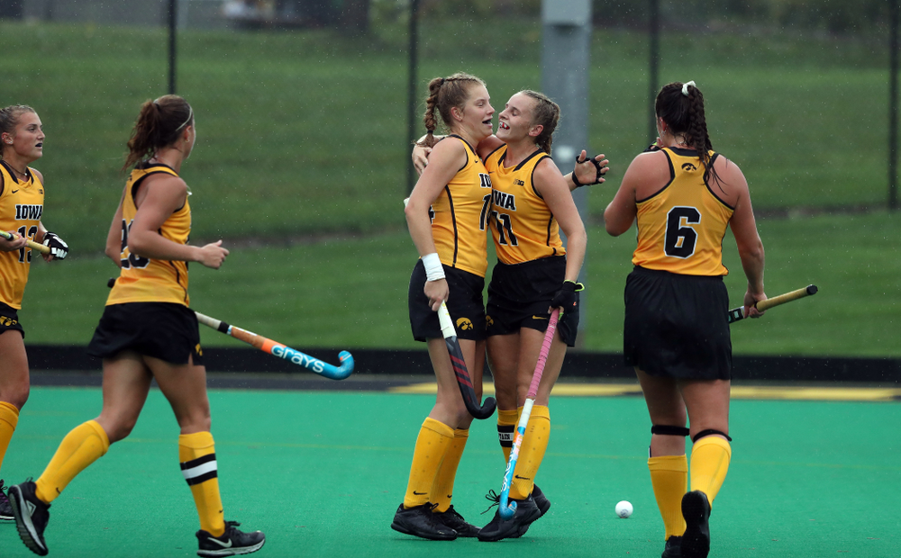 Iowa Hawkeyes Ellie Holley (7) and Katie Birch (11) against the Michigan State Spartans Sunday, September 29, 2019 at Grant Field. (Brian Ray/hawkeyesports.com)