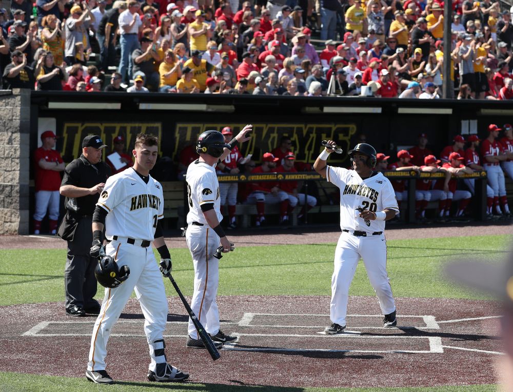 Iowa Hawkeyes Izaya Fullard (20) against the Nebraska Cornhuskers Saturday, April 20, 2019 at Duane Banks Field. (Brian Ray/hawkeyesports.com)