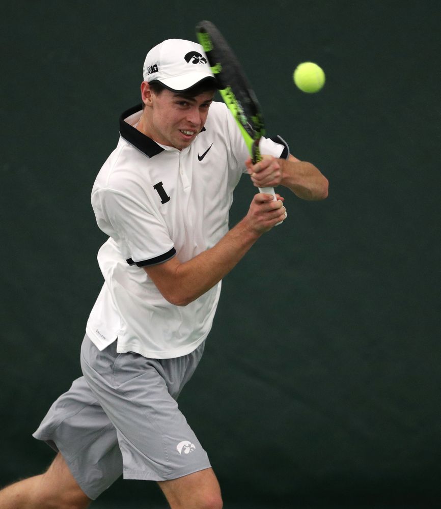 Iowa's Morgan Lohan against Western Michigan Saturday, January 19, 2019 at the Hawkeye Tennis and Recreation Complex. (Brian Ray/hawkeyesports.com)