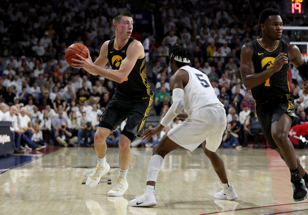 Iowa Hawkeyes guard Joe Wieskamp (10) against Penn State Saturday, January 4, 2020 at the Palestra in Philadelphia. (Brian Ray/hawkeyesports.com)