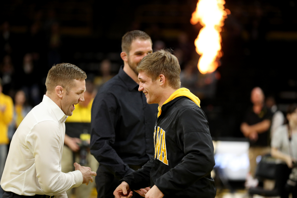 Iowa’s Cash Wilcke during senior day activities Sunday, February 23, 2020 at Carver-Hawkeye Arena. (Brian Ray/hawkeyesports.com)