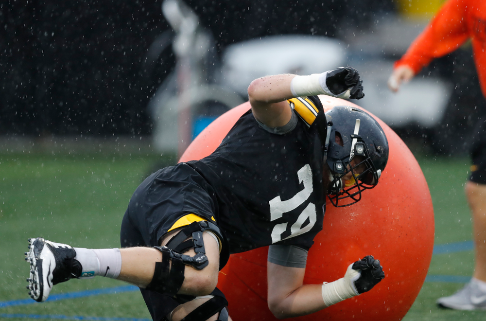 Iowa Hawkeyes offensive lineman Jack Plumb (79) during camp practice No. 15 Monday, August 20, 2018 at the Hansen Football Performance Center. (Brian Ray/hawkeyesports.com)