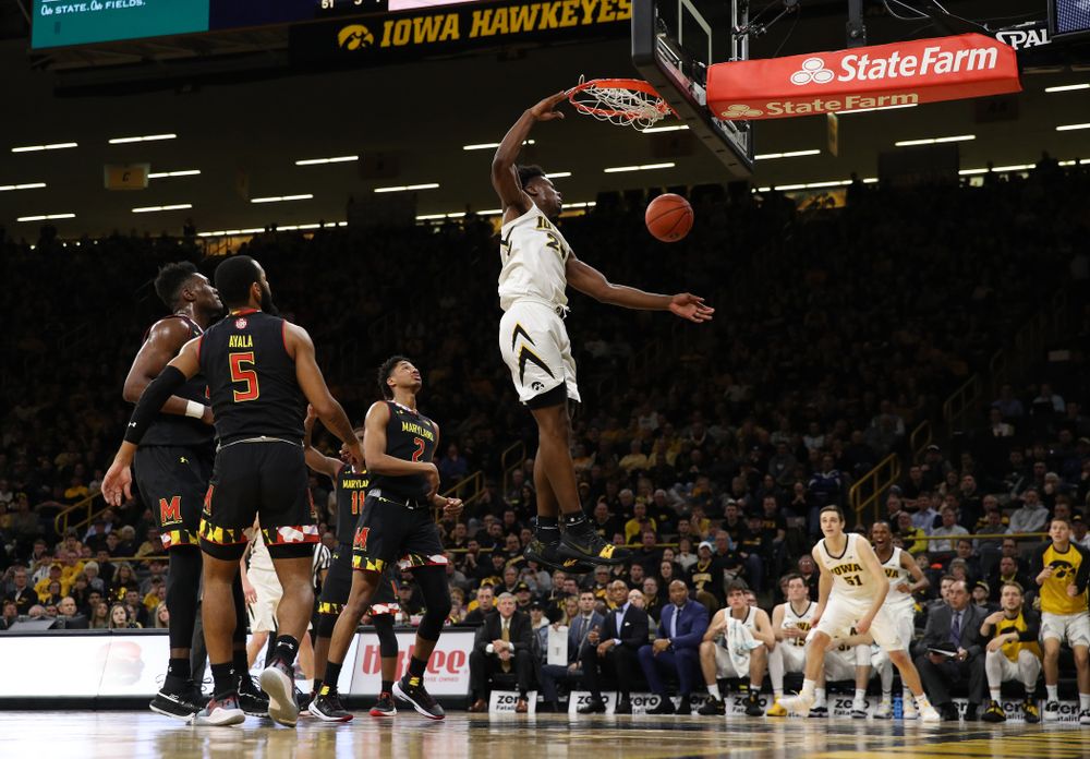 Iowa Hawkeyes forward Tyler Cook (25) against the Maryland Terapins Tuesday, February 19, 2019 at Carver-Hawkeye Arena. (Brian Ray/hawkeyesports.com)