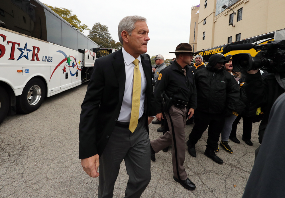Iowa Hawkeyes head coach Kirk Ferentz against the Northwestern Wildcats Saturday, October 26, 2019 at Ryan Field in Evanston, Ill. (Brian Ray/hawkeyesports.com)