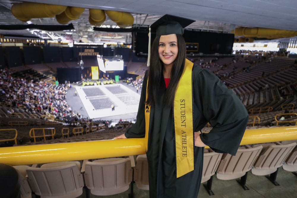 Iowa WomenÕs BasketballÕs Megan Gustafson during the Tippie College of Business spring commencement Saturday, May 11, 2019 at Carver-Hawkeye Arena. (Brian Ray/hawkeyesports.com)