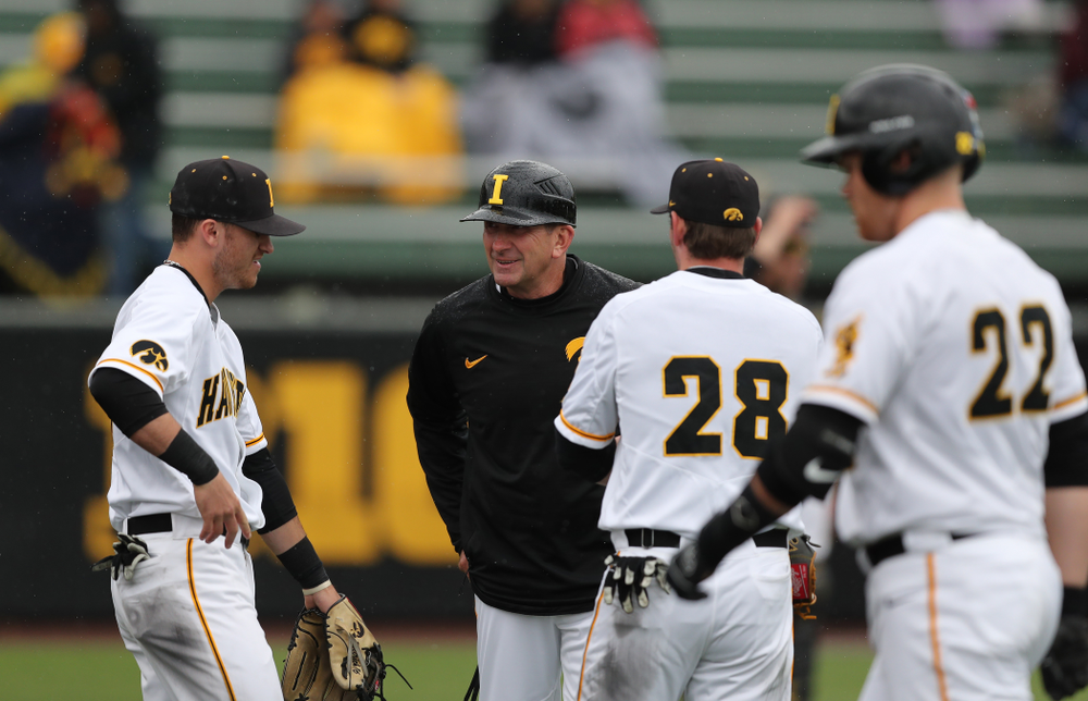 Iowa Hawkeyes head coach Rick Heller against Michigan State Sunday, May 12, 2019 at Duane Banks Field. (Brian Ray/hawkeyesports.com)