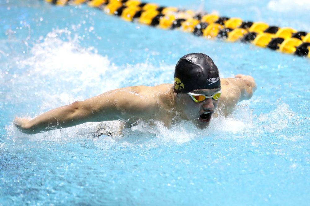Iowa's Anze Fers Erzen swims the 200-yard IM during the bonus final of the second day at the 2019 Big Ten Swimming and Diving Championships Thursday, February 28, 2019 at the Campus Wellness and Recreation Center. (Brian Ray/hawkeyesports.com)