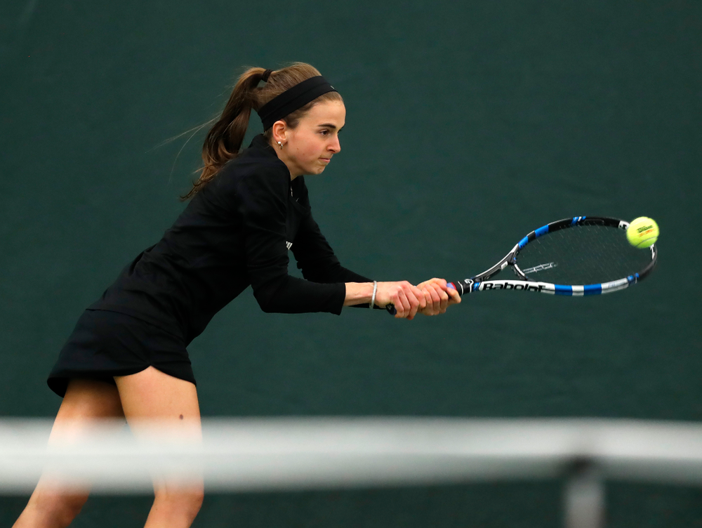 Adrienne Jensen against Ohio State Sunday, March 25, 2018 at the Hawkeye Tennis and Recreation Center. (Brian Ray/hawkeyesports.com)