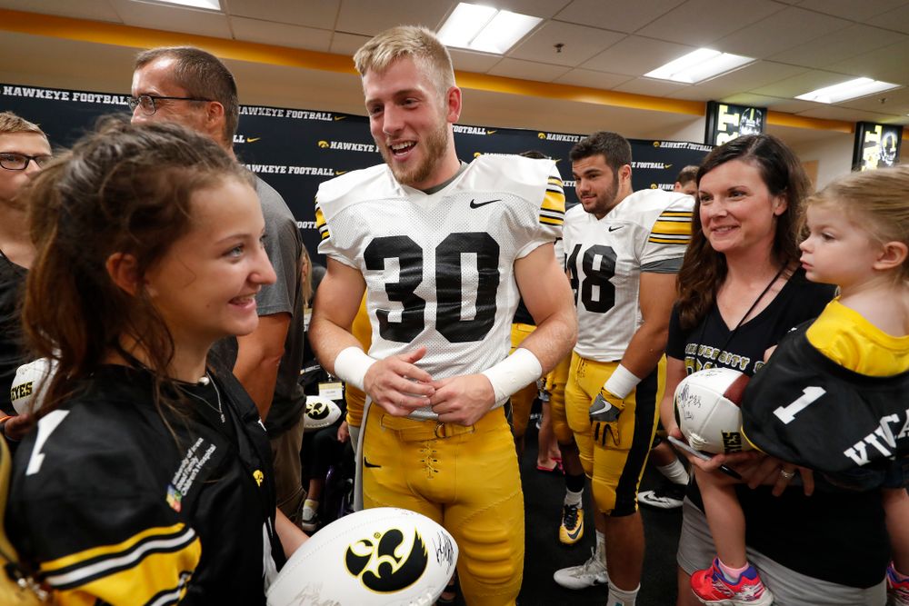 Iowa Hawkeyes defensive back Jake Gervase (30) during Kids Day Saturday, August 11, 2018 at Kinnick Stadium. (Brian Ray/hawkeyesports.com)