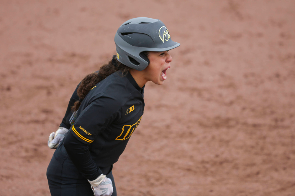 Iowa outfielder Lea Thompson (7) at game 2 vs Northwestern on Saturday, March 30, 2019 at Bob Pearl Field. (Lily Smith/hawkeyesports.com)