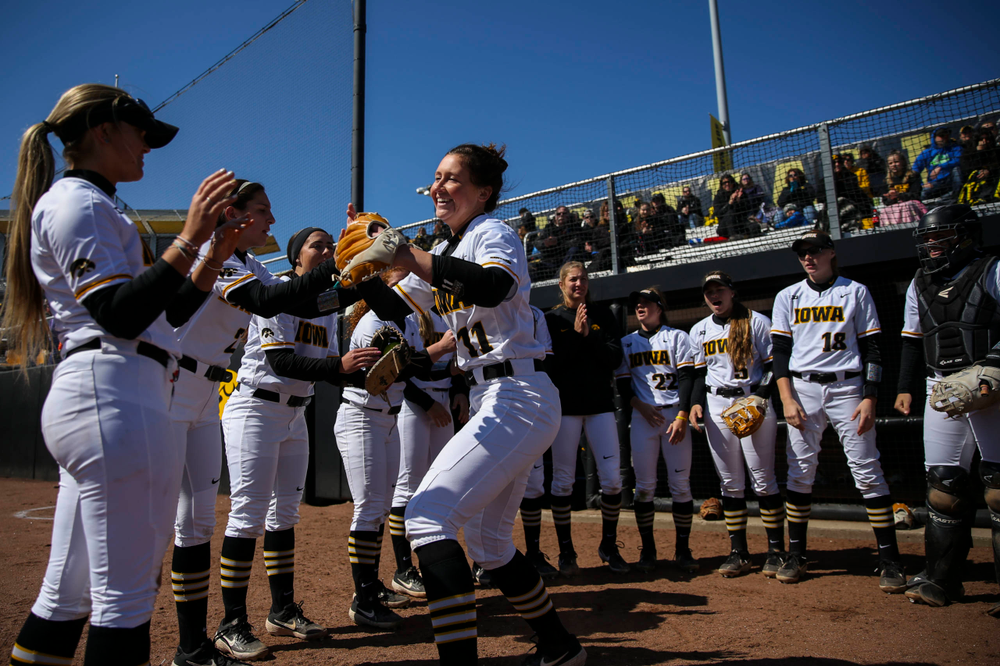 Iowa's Mallory Kilian (11) at game 3 vs Northwestern on Sunday, March 31, 2019 at Bob Pearl Field. (Lily Smith/hawkeyesports.com)