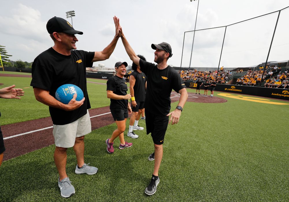 Head Men's Golf Coach Tyler Stith during the Iowa Student Athlete Kickoff Kickball game Sunday, August 19, 2018 at Duane Banks Field. (Brian Ray/hawkeyesports.com)