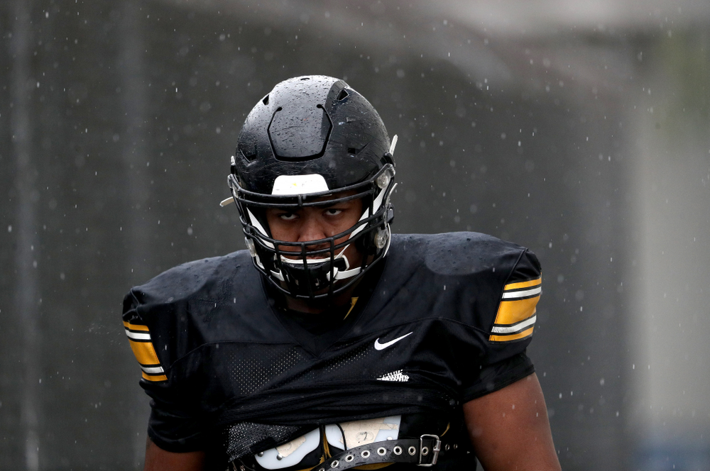 Iowa Hawkeyes offensive lineman Justin Britt (63) during practice Monday, December 23, 2019 at Mesa College in San Diego. (Brian Ray/hawkeyesports.com)
