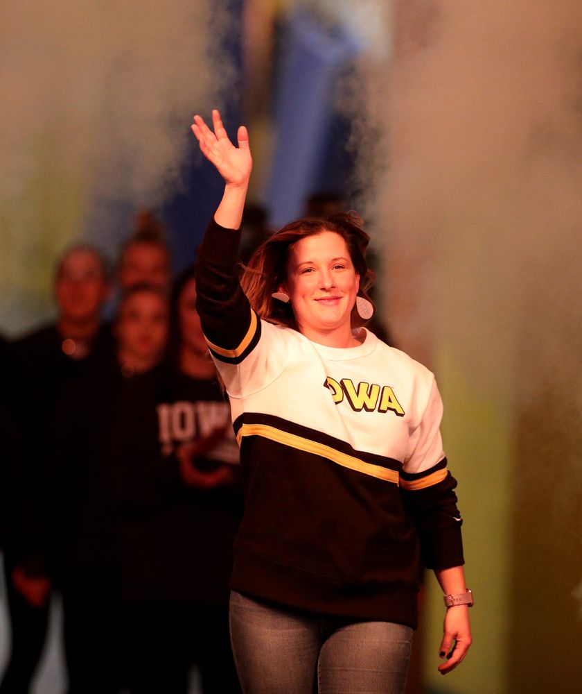 Gymhawk Alumni are announced before the Iowa Hawkeyes meet against Michigan State Saturday, February 1, 2020 at Carver-Hawkeye Arena. (Brian Ray/hawkeyesports.com)