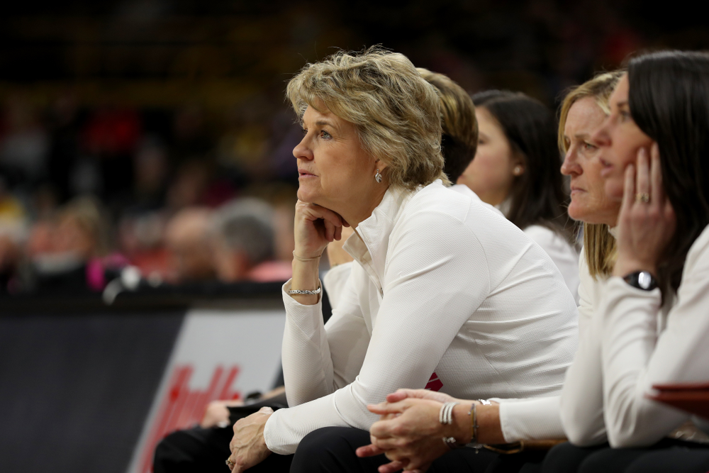 Iowa Hawkeyes head coach Lisa Bluder against the Wisconsin Badgers Sunday, February 16, 2020 at Carver-Hawkeye Arena. (Brian Ray/hawkeyesports.com)