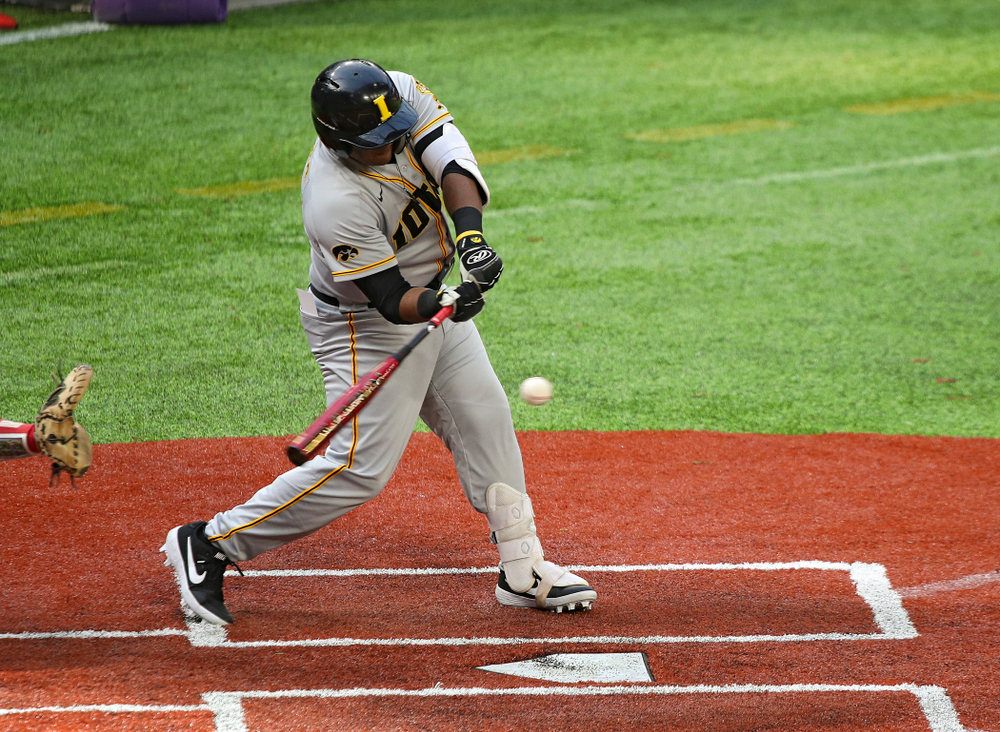 Iowa Hawkeyes infielder Izaya Fullard (20) bats during the first inning of their CambriaCollegeClassic game at U.S. Bank Stadium in Minneapolis, Minn. on Friday, February 28, 2020. (Stephen Mally/hawkeyesports.com)
