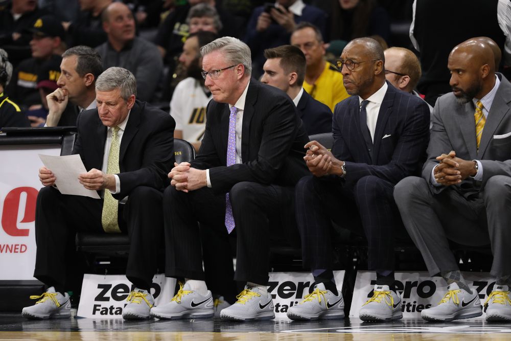 Iowa Hawkeyes head coach Fran McCaffery wears sneakers with his suit in support of cancer research against the Michigan State Spartans Thursday, January 24, 2019 at Carver-Hawkeye Arena. (Brian Ray/hawkeyesports.com)