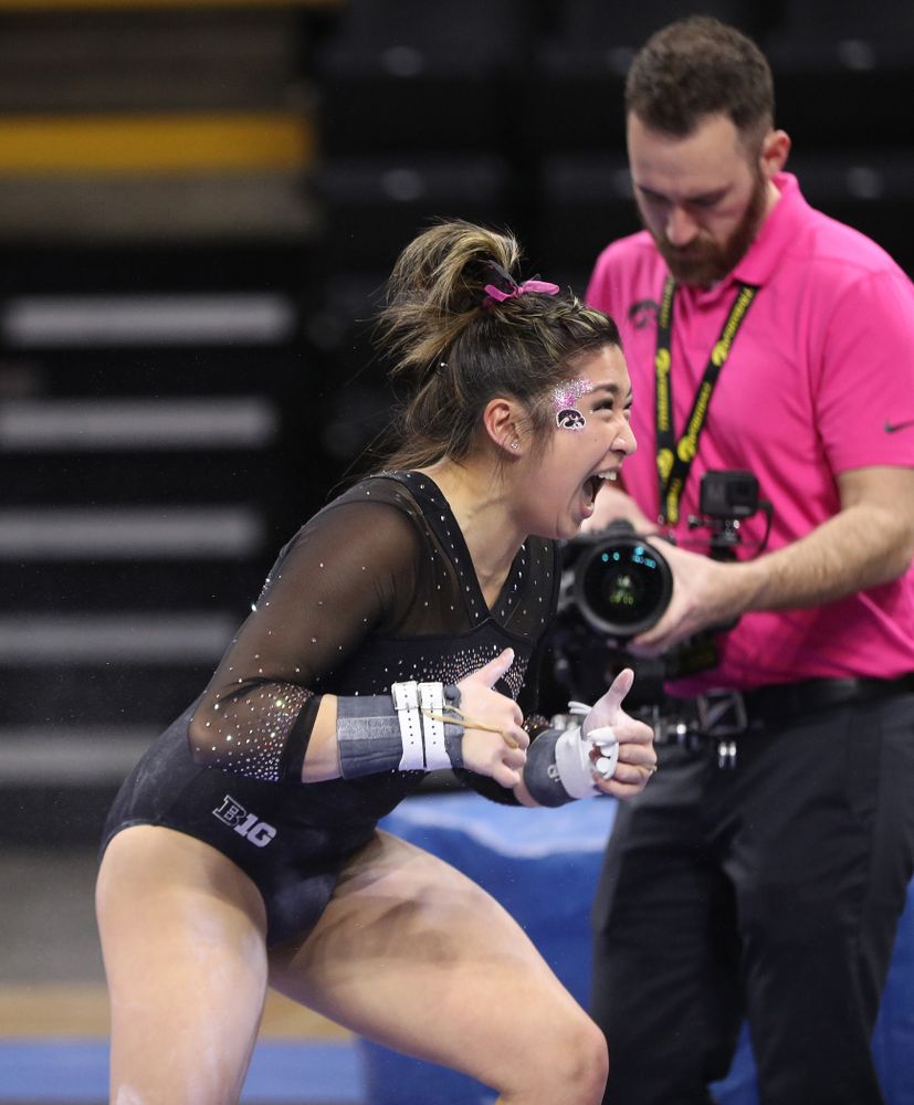 Iowa's Nicole Chow competes on the bars during their meet against the Minnesota Golden Gophers Saturday, January 19, 2019 at Carver-Hawkeye Arena. (Brian Ray/hawkeyesports.com)