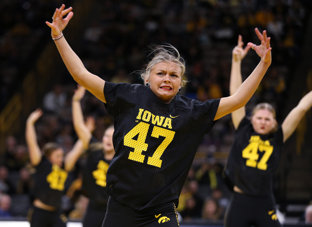 The Iowa Dance Team performs at the intermission of the Iowa Hawkeyes match against Purdue Saturday, November 24, 2018 at Carver-Hawkeye Arena. (Brian Ray/hawkeyesports.com)