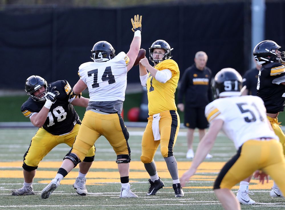 Iowa Hawkeyes quarterback Ryan Schmidt (17) during the teamÕs final spring practice Friday, April 26, 2019 at the Kenyon Football Practice Facility. (Brian Ray/hawkeyesports.com)