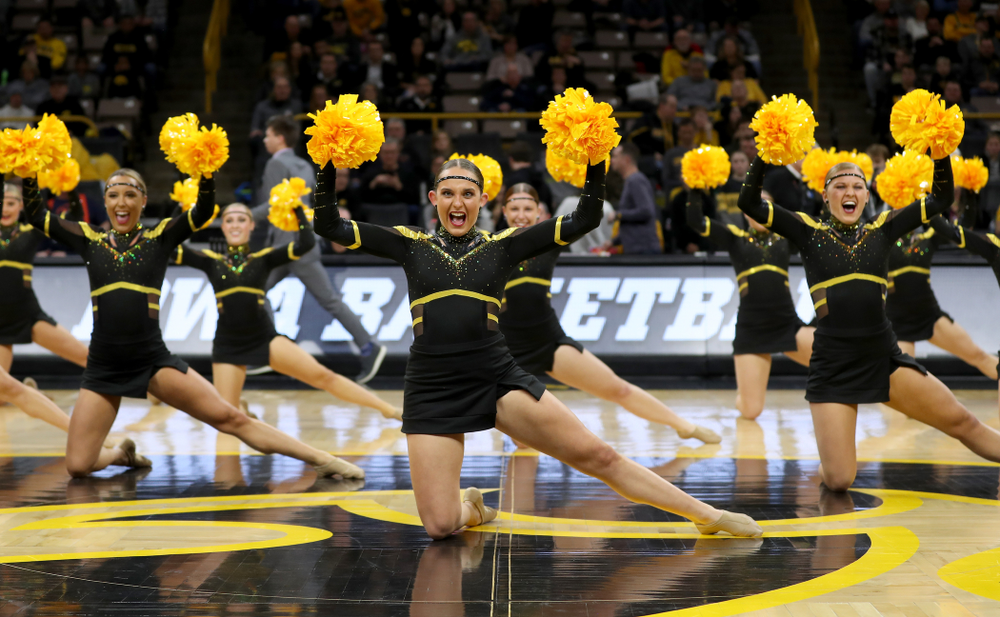 The Iowa Dance Team performs at halftime of the Iowa Hawkeyes game against the Maryland Terrapins Friday, January 10, 2020 at Carver-Hawkeye Arena. (Brian Ray/hawkeyesports.com)