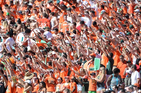 The #14'th ranked University of Miami Hurricanes play the Georgia Tech Yellow Jackets at Sun Life Stadium on October 05, 2013. Photo by Steven...