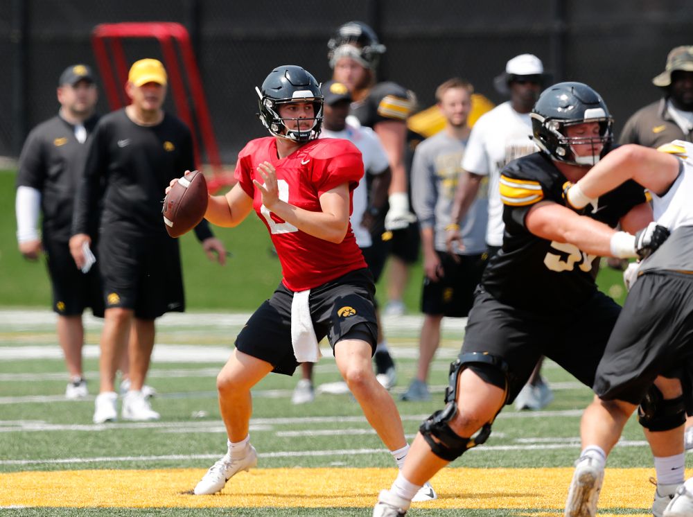 Iowa Hawkeyes quarterback Peyton Mansell (2) during fall camp practice No. 9 Friday, August 10, 2018 at the Kenyon Practice Facility. (Brian Ray/hawkeyesports.com)