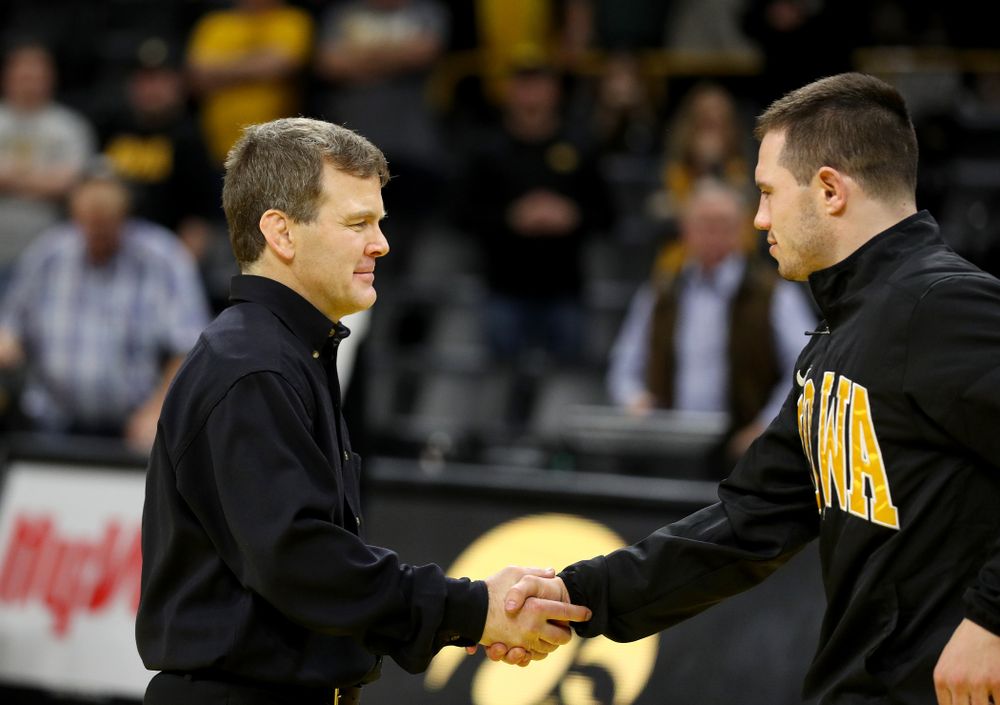 Iowa’s Danny Murphy during senior day activities Sunday, February 23, 2020 at Carver-Hawkeye Arena. (Brian Ray/hawkeyesports.com)
