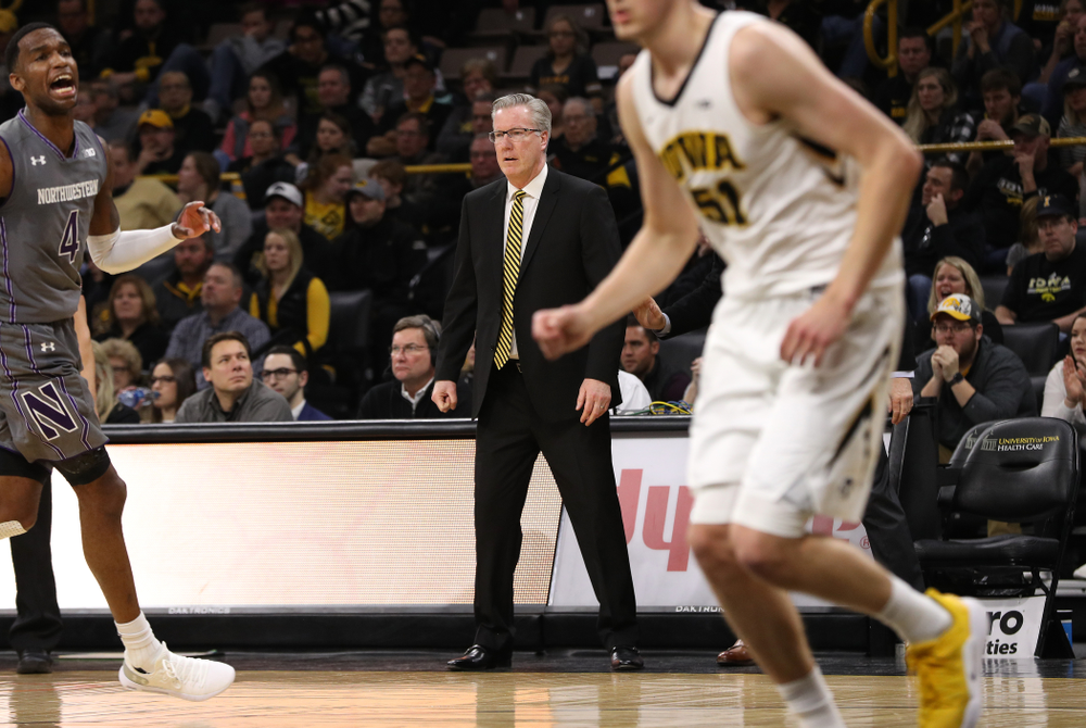 Iowa Hawkeyes head coach Fran McCaffery against the Northwestern Wildcats Sunday, February 10, 2019 at Carver-Hawkeye Arena. (Brian Ray/hawkeyesports.com)