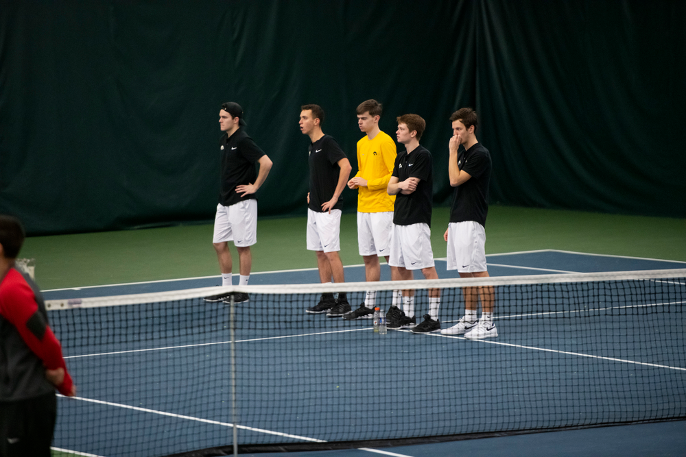 The Iowa men's tennis team competes against Cornell in The Rise Tennis Center in Ithaca, NY on Sunday, Feb. 24, 2019.