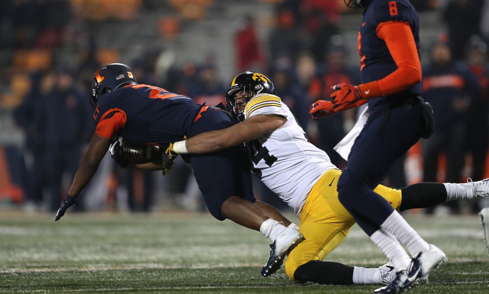 Iowa Hawkeyes defensive end A.J. Epenesa (94) against the Illinois Fighting Illini Saturday, November 17, 2018 at Memorial Stadium in Champaign, Ill. (Brian Ray/hawkeyesports.com)