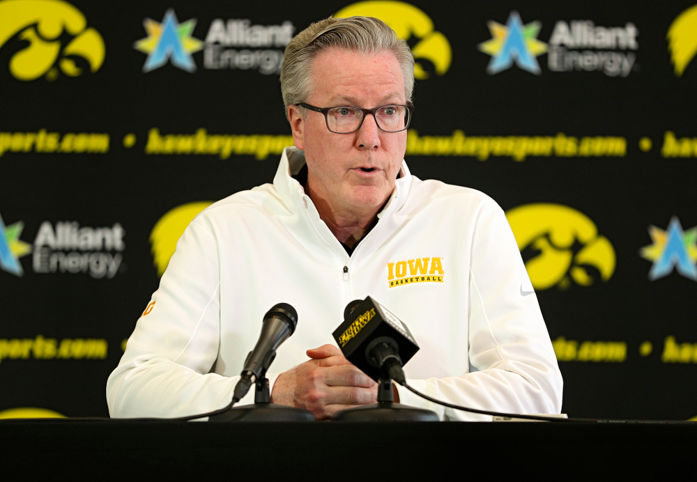 Iowa Hawkeyes head coach Fran McCaffery answers questions during Iowa Men’s Basketball Media Day at Carver-Hawkeye Arena in Iowa City on Wednesday, Oct 9, 2019. (Stephen Mally/hawkeyesports.com)
