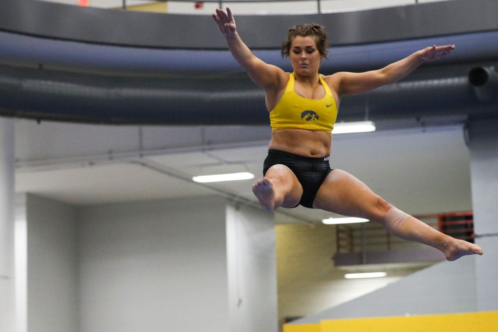 Erin Castle performs on the beam during the Iowa women’s gymnastics Black and Gold Intraquad Meet on Saturday, December 7, 2019 at the UI Field House. (Lily Smith/hawkeyesports.com)