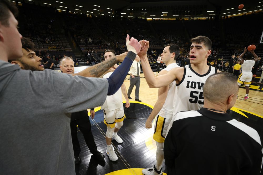 Iowa Hawkeyes forward Luka Garza (55) against the Michigan Wolverines Friday, January 17, 2020 at Carver-Hawkeye Arena. (Brian Ray/hawkeyesports.com)