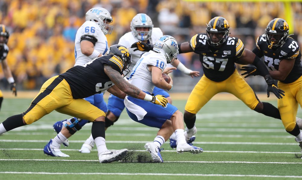 Iowa Hawkeyes defensive end A.J. Epenesa (94) against Middle Tennessee State Saturday, September 28, 2019 at Kinnick Stadium. (Max Allen/hawkeyesports.com)
