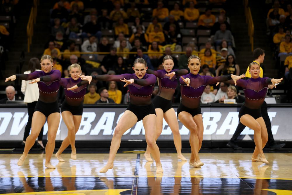 The Iowa Dance Team performs their Jazz Routine at halftime of the Iowa Hawkeyes game against Maryland Thursday, January 9, 2020 at Carver-Hawkeye Arena. (Brian Ray/hawkeyesports.com)