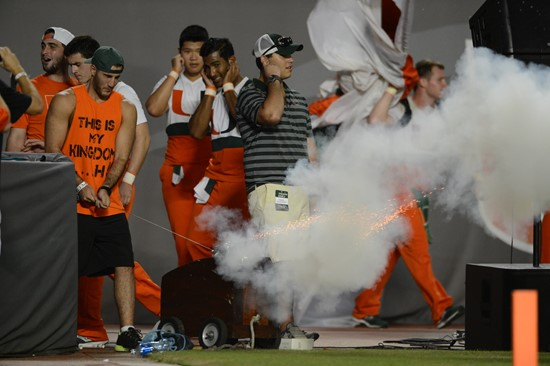 Sigma Chi Fraternity will fire off the cannon, Touchdown Tommy T.T. each time after the Hurricanes score during todays game against the Georgia Tech...