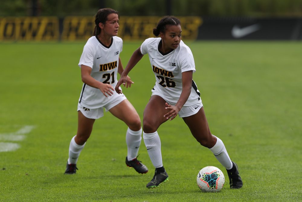 Iowa Hawkeyes midfielder/forward Melina Hegelheimer (26) during a 6-1 win over Northern Iowa Sunday, August 25, 2019 at the Iowa Soccer Complex. (Brian Ray/hawkeyesports.com)
