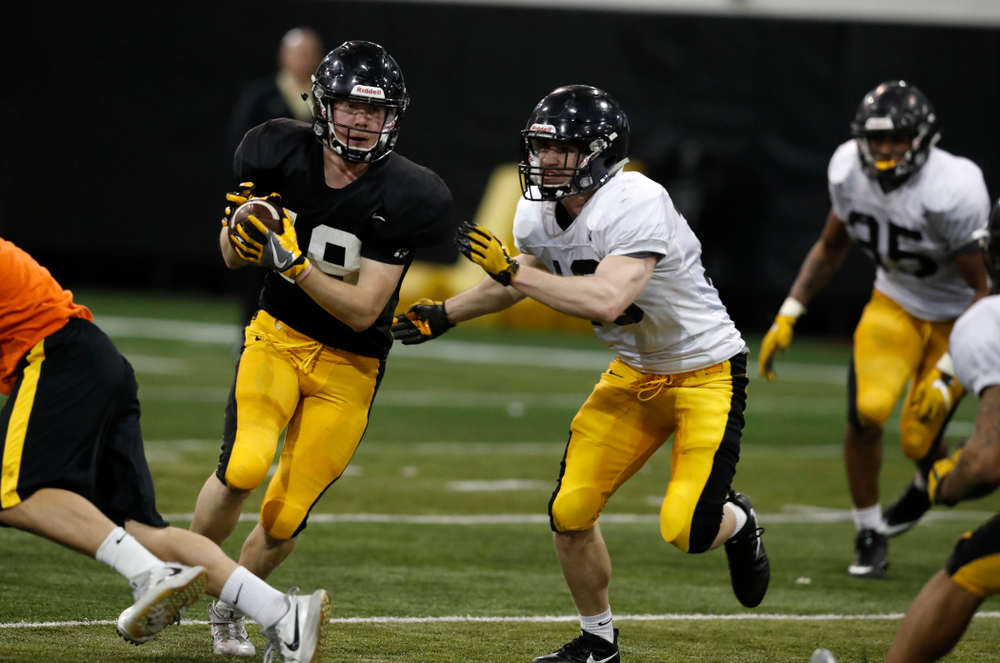 Iowa Hawkeyes wide receiver Max Cooper (19) during spring practice No. 13 Wednesday, April 18, 2018 at the Hansen Football Performance Center. (Brian Ray/hawkeyesports.com)