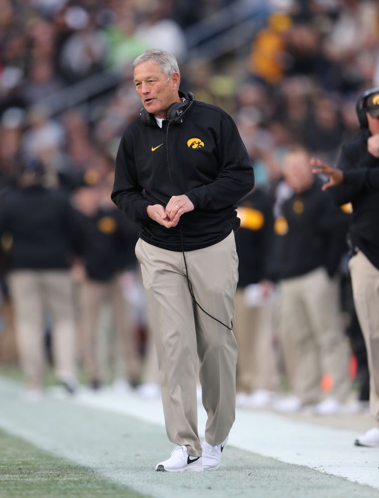 Iowa Hawkeyes head coach Kirk Ferentz against the Purdue Boilermakers Saturday, November 3, 2018 Ross Ade Stadium in West Lafayette, Ind. (Brian Ray/hawkeyesports.com)