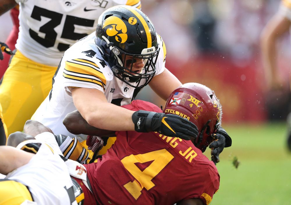 Iowa Hawkeyes linebacker Seth Benson (44) against the Iowa State Cyclones Saturday, September 14, 2019 at Jack Trice Stadium in Ames, Iowa. (Brian Ray/hawkeyesports.com)