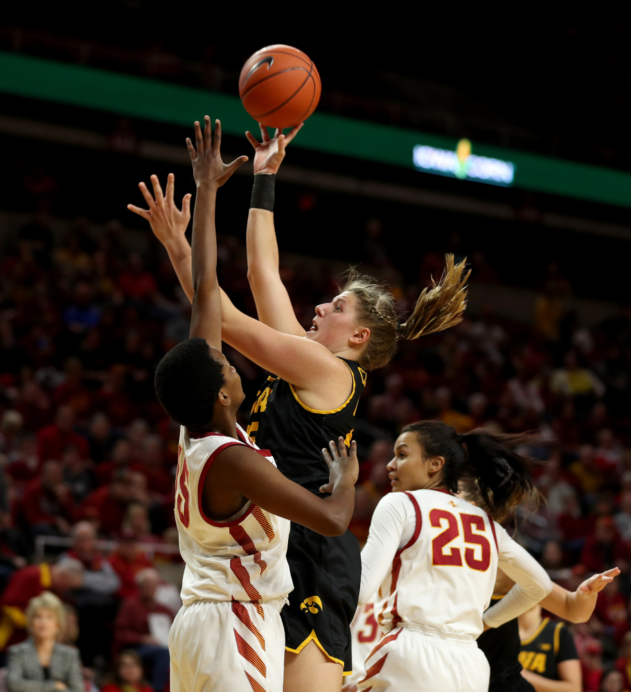 Iowa Hawkeyes forward/center Monika Czinano (25) against the Iowa State Cyclones Wednesday, December 11, 2019 at Hilton Coliseum in Ames, Iowa(Brian Ray/hawkeyesports.com)